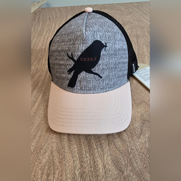 Prana Womens Journeyman Trucker Rosett Early Bird Hat Graphic New OS Black Pink - Picture 5 of 12